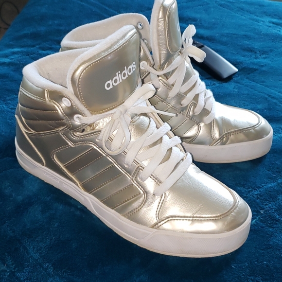 adidas Shoes | Gold Metallic Adidas Shoes Hi Top | Poshmark